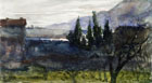 CARLO AGAZZI, Landscape with trees, watercolour